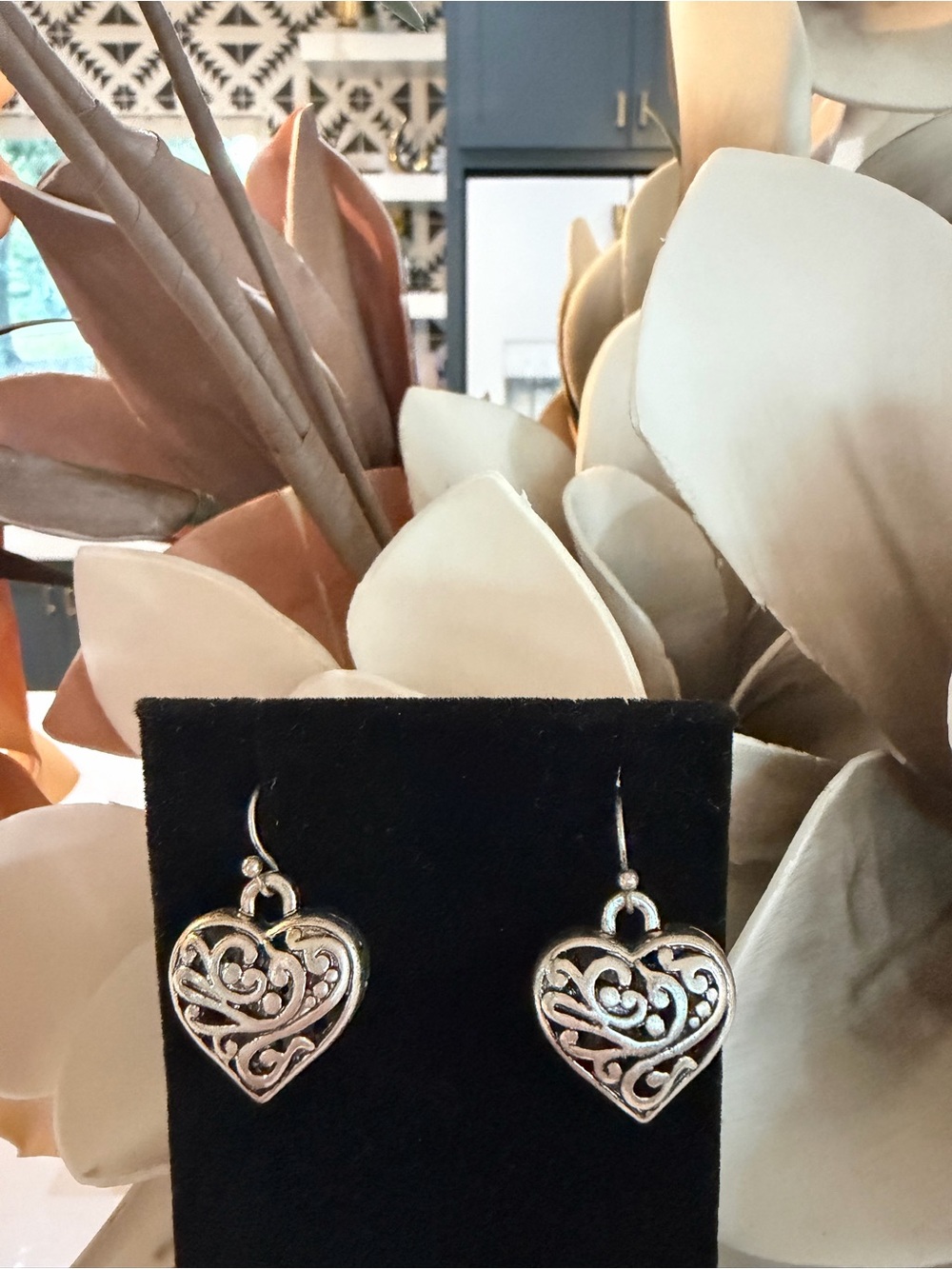 Brighton Silver Plated Filigree Heart Drop Earrings